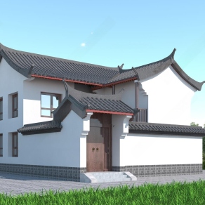 中式双层住宅3D模型下载